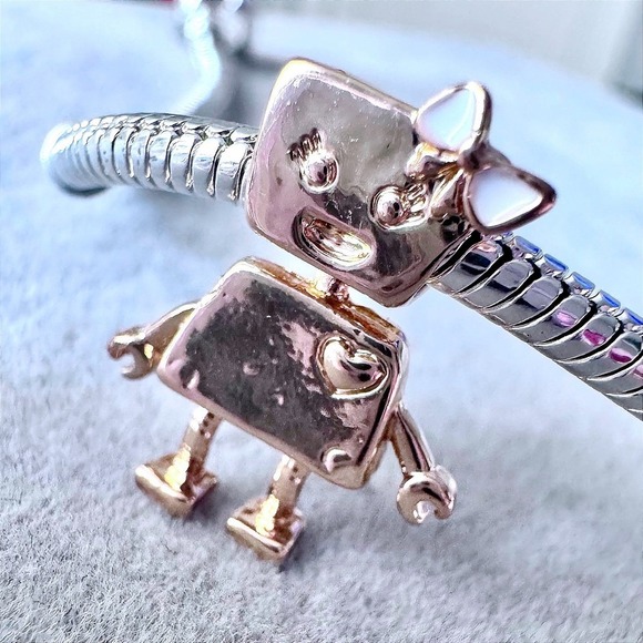 Pandora Jewelry - Bella Bot Charm Rose Gold Girl Robot Heart Bow fits PANDORA